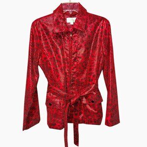 Red/Black Faux Snakeskin Belted Jacket Erin London S – Y2K Glam Rock Statement